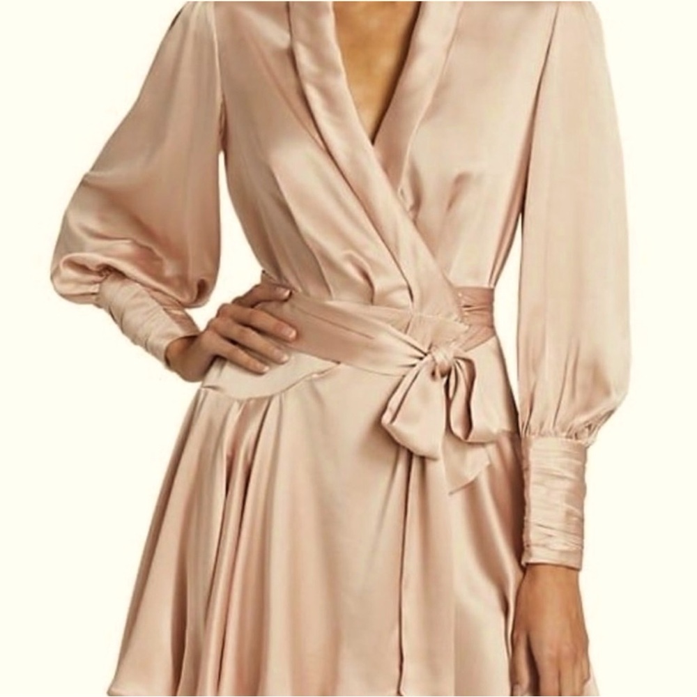 Zimmermann Blush Pink Satin Wrap Dress
